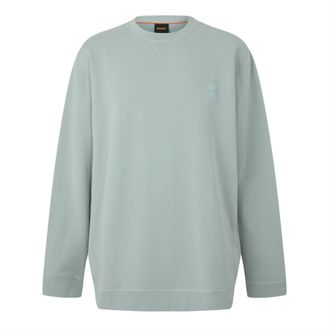 HUGO BOSS Heren Westart Premium Katoenen Sweatshirt met Crew Hals (Zilver)