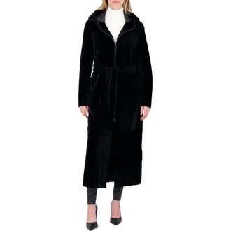 Gorski Reversible Textured Genuine Shearling Coat in Black/black at Nordstrom, Size X-Small