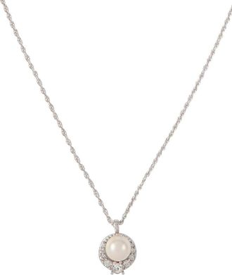 Nina Ricci 1990s pearl pendant necklace - women - Rhodium Plated Brass/Swarovski Crystal/Pearl - One Size - Silver