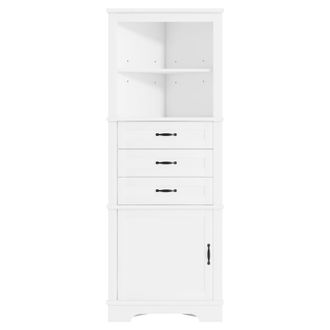 Urban Meuble Columna de ba&ntilde;o esquinera con 3 cajones y estantes, blanco