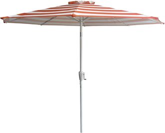 Happy Garden Sombrilla redonda 2,70 m alu, lona a rayas naranjas