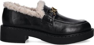 Twin-Set logo-detail loafers - women - Calf Leather/Artificial Fur/Rubber - 37 - Black