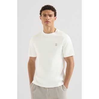 Brunello Cucinelli Cotton jersey crew neck T-shirt with logo in Off-White at Nordstrom, Size Xxx-Large