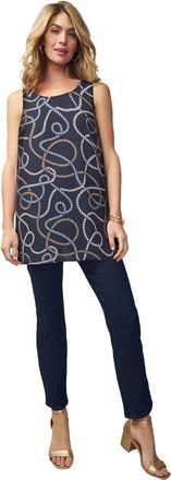 Jessica London Georgette Tunic Tank in Navy Multi Rope at Nordstrom, Size 20