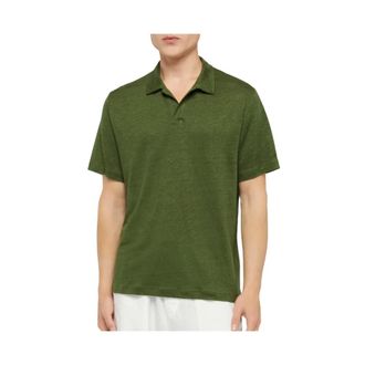 MC2 Saint Barth Polo Shirts, male, Green, Size: L Polo in lino Fraser senza bottoni