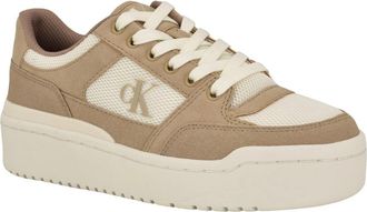 Calvin Klein Alondra Sneakers Women Natural Multi Lace Up Platform Shoes HTAT918