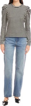 Fifteen Twenty Lelia Puff Sleeve Top In Stripe