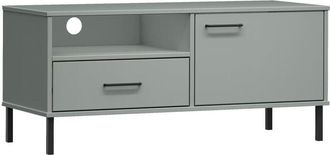 vidaXL Vidaxl - Mobile tv con Gambe Metallo Grigio Legno Massello di Pino oslo