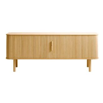 Meubles et Design Mueble TV puertas correderas de madera estriada L160cm - Madera clara