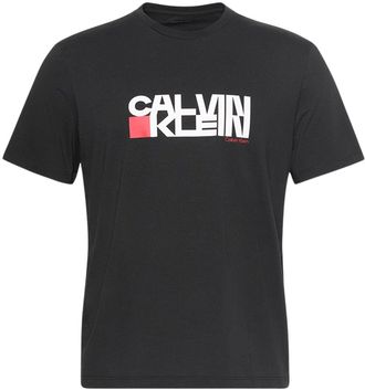 Calvin Klein Mens Short Sleeve Redbox Graphic T-Shirt with Logo, Black (Black), XL