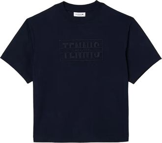 Lacoste Dames/Dames Geborduurd Katoenen Oversized Tennis T-shirt (Blauw)
