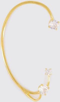 Panconesi Ear Cuff Three Point in argento con strass incastonati