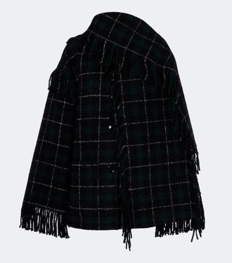 Toteme Fringed checked wool-blend coat