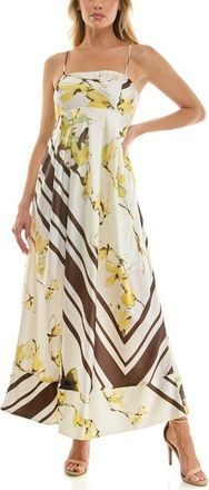 Socialite Print Sleeveless Maxi Dress in Ivory/brown at Nordstrom, Size X-Large