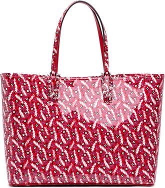Christian Louboutin Womens Pre-owned Patent Ginzana Print Cabata Tote - Red Leather - One Size