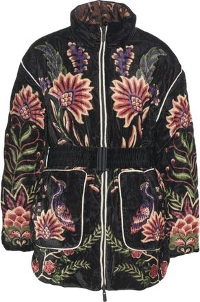 Farm Rio Marvelous Garden Nylon en Velvet Gewatteerde Jas - Dames - Winterjassen - Veelkleurig - M - Nylon - Jassen