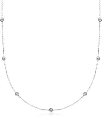 Ross-Simons Bezel-Set Lab-Grown Diamond Station Necklace in Sterling Silver