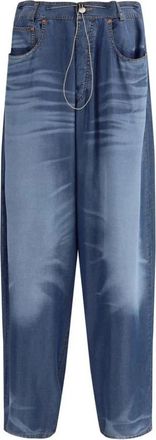 Magliano Denim Print Pyjamabroek met Koord - Heren - Loose Fit Jeans - Blauw - L - Denim - Jeans