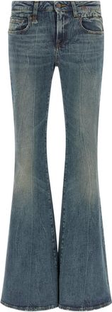 R13 Blue Flared Low Rise Jeans