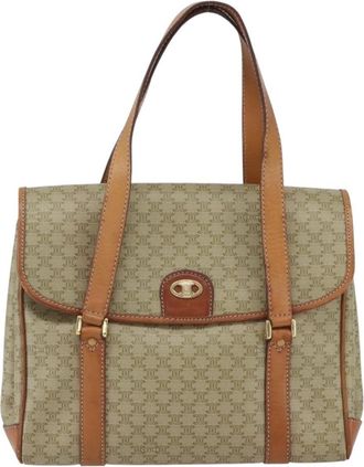 Celine Vintage Macadam Handbag Canvas And Leather Beige Canvas Handbag (Pre-Owned)