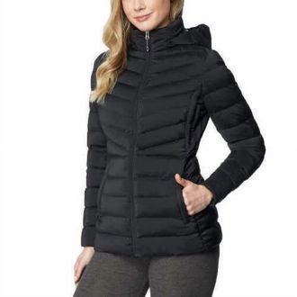 32 Degrees Womens Hooded 4-Way Stretch Jacket In Black