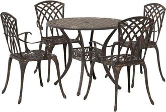 vidaXL Garden Dining Set 5 pcs Bronze 90 x 90 x 75 cm Cast Aluminium vidaXL