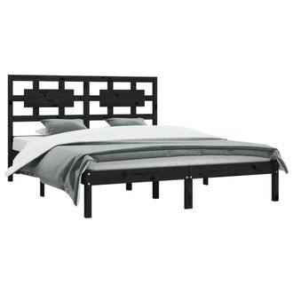 Berkfield Home Beautiful Bed Frame Black Solid Wood Pine 200x200 cm