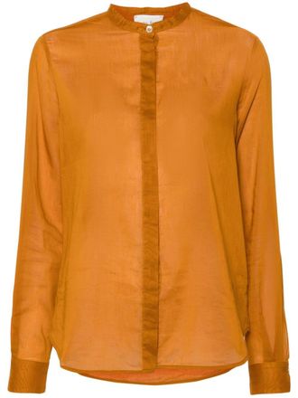 Forte_Forte semi-sheer band-collar shirt - Orange