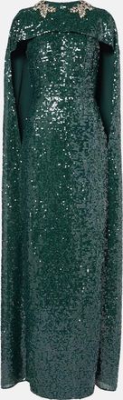 Erdem Sequined georgette caped gown