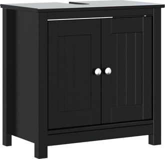 vidaXL Bathroom Sink Cabinet berg Black 60x34x59 cm Solid Wood Pine Vidaxl