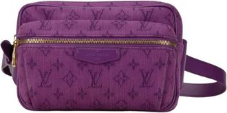 Louis Vuitton Pre-owned Monogram Denim Pochette Belt Bag - Dames - Vintage Heuptassen - Paars - ONE Size - Denim - Vintage