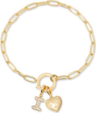 Brook & York Lillian Initial Heart Charm Bracelet in Gold I at Nordstrom