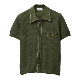 Versace Polo Shirts, male, Green, Size: M Cotton knit shirt