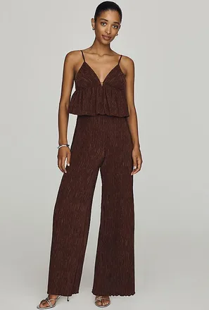 Anthropologie Saylor Nissa Wide-Leg Peplum Jumpsuit