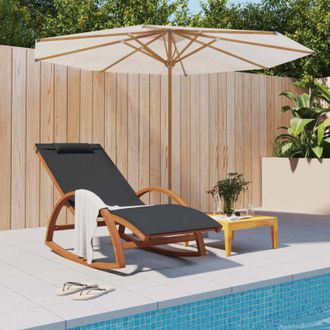 vidaXL Vidaxl - Mecedora De Textileno Gris Y Madera Maciza De &Aacute;lamo