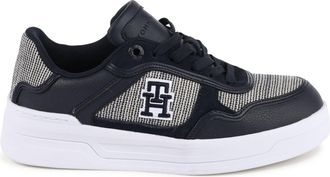 Tommy Hilfiger Womens Low Top Sneakers Th Logo - Black Leather - Size EU 36