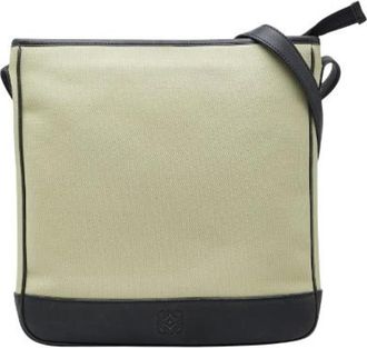 Loewe Pre-owned Cross Body Bags, female, Beige, Size: ONE SIZE Pre-owned Anagram Canvas Leather Shoulder Bag