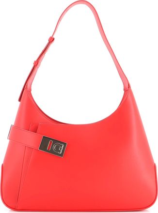 Ferragamo Gancini Buckle Asymmetric Shoulder Bag Leather Large
