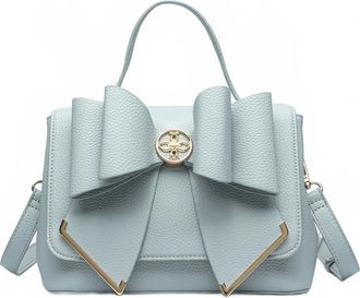 Like Dreams Womens Jasmine Bow Vegan Crossbody Bag In Blue