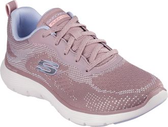 Skechers Womens Flex Appeal 5.0 Cruising Thru Sneaker, Mauve Knit/Light Blue Trim, 4.5 UK
