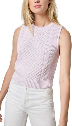 Lilla P Cropped Cable Tank Sweater