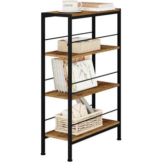 Woltu Estante Ahorro De Espacio 4 Estantes Organizadores, 50x20x78cm, Marrone R&uacute;stico+negro - Woltu