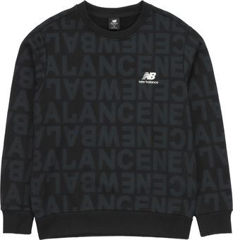 New Balance Logo Full Print Sports Round Neck Pullover Black AMT14333-BK