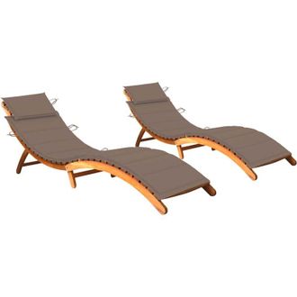 vidaXL Lettini Prendisole 2 pz con Cuscini in Legno Massello dAcacia vidaXL