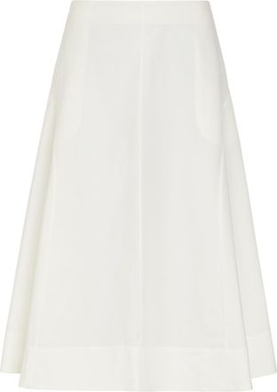 Khaite Artin Flared Cotton-poplin Midi Skirt - White - 10 (UK14 / L)