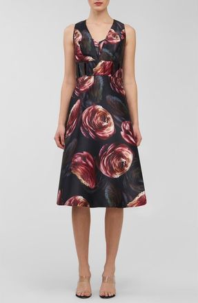 Kay Unger Antonia Fit & Flare Dress in Primrose/Onyx at Nordstrom, Size 16