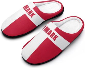 Generic Denmark Danmark Flag Slippers Men Winter Warm Cotton Anti-Slip Indoor Slip-Ons House Shoes