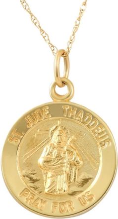 Pompeii3 14k Yellow Gold St. Jude Thaddeus Medal Pendant.5 Tall 1.5 Grams
