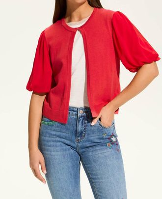FDJ Eliana Elbow Sleeve Cardigan In Rouge