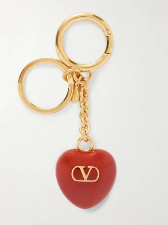 Valentino Garavani Charm Per Borsa In Metallo Dorato E Smalto Vlogo Signature - Rosso